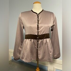 Elpis - metallic gold and brown peplum blouse